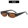 Retro halfronde vierkante zonnebril in bruin schildpadpatroon met bruine glazen - C11-Schildpad Frame Thee Lenzen