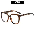 Vintage tortoiseshell sunglasses with bamboo-style temples and gold metal accents - Leopard Frame Clear Lens (C10)