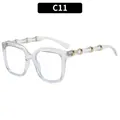Transparent oversized square sunglasses featuring chic gold bamboo-style temples - Jelly White Clear Lens (C11)