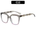 Vintage square sunglasses in gradient grey pink with golden bamboo metal temples - Gray Pink Frame Clear Lens (C12)