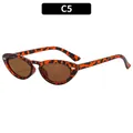 Vintage oval tortoiseshell sunglasses with brown lenses and leopard print frame - Leopard Frame / Tea Lens