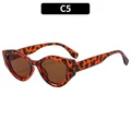 Y2K vintage cat-eye sunglasses featuring leopard print frame and dark brown lenses - Leopard Frame / Tea Lens
