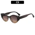 Retro cat eye Y2K sunglasses in translucent tea brown finish with gradient lenses - Grey Tea Frame Grey Tea Lens
