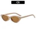 Lunettes de soleil œil de chat rétro beige C6 avec verres bruns et détails rivets - Monture Beige Verres Thé