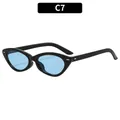 Lunettes de soleil œil de chat rétro avec monture noire et verres bleu clair - Monture Noire Verres Bleus