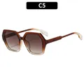 Lunettes de soleil polygonales C5 avec monture marron transparente et verres dégradés - Monture Dégradée Thé Verres Dégradés Thé