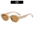 Lunettes de soleil œil de chat polygonales vintage avec monture beige et verres bruns - Monture Blanc Cassé / Verres Thé
