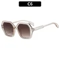 Lunettes de soleil polygonales surdimensionnées avec monture champagne et verres dégradés - Monture Champagne Verre Double Thé