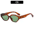 Lunettes de soleil œil de chat polygone vintage avec monture léopard orange - Monture Léopard Verres Verts