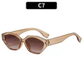 Lunettes de soleil œil de chat polygone rétro en ambre avec verres dégradés marron - Monture Champagne Verre Double Thé