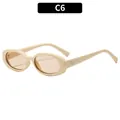 Retro oval sunglasses in cream beige frame with light brown lenses and metal hardware - Creamy White Frame Champagne Lens