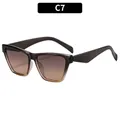 Oversized retro hip-hop sunglasses with gradient brown frames and thick temples in C7 color - Black Tea Frame Grey Tea Lens