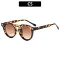 Lunettes de soleil rondes rétro écaille avec verres dégradés marron C5 et rivets - Monture Écaille Verre Thé Dégradé