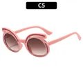 Occhiali da sole rosa a gatto per bambini con glitter rossi e lenti sfumate marroni - Montatura Rosa Lente Tè Sfumata (C5)