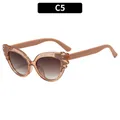 Kids cat eye sunglasses in transparent tea color with glitter wing shaped frames - Glitter Tea Frame (C5)