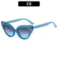 Kids butterfly cat eye sunglasses in blue glitter frame with blue gradient lenses - Glitter Blue Frame (C6)
