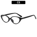 Y2K vintage cat eye sunglasses in glossy black finish with silver dots, model C6 - Black Frame Clear Lens (C6)