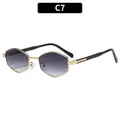 Polygonal sunglasses with golden metal frames and grey gradient lenses in style C7 - Gold Frame Gradient Gray Lens