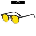 Retro oval sunglasses featuring a black frame and transparent yellow lenses, C5 variant - Black & Transparent Frame Yellow Lens