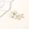 Petite pince à cheveux fleur vert clair avec pétales en résine pailletée et strass central - 7# Petite fleur vert clair