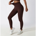 Dunkelbraune Yoga-Leggings mit hoher Taille, Stretch-Stoff und Bauchweg-Effekt - S / Dunkelbraun