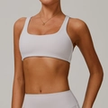 Ensemble de yoga blanc avec legging taille haute et brassière pour fitness et sport - S / Hauts / Gris Perle