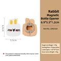 Cute bunny wooden magnetic bottle opener and fridge magnet dimensions and back view - Printed White Rabbit Opener
