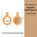 Cute rabbit-shaped beech wood magnetic bottle opener measuring 8.5x6x1.2cm size - Beech Rabbit Bottle Opener (Round Handle)