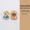 Wooden magnetic bottle opener featuring a tuxedo dog illustration, 6.5x8x1.2cm size - COS Dog Opener - Moustache Dog