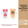 Cute bunny shaped wooden magnetic bottle opener fridge magnet with durable metal base - New Crawling Rabbit Fridge Magnet Opener