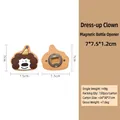Cartoon clown wooden magnetic bottle opener fridge magnet with animal print pattern - Dog COS Clown Shape Opener