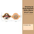 Pirate cartoon wooden magnetic bottle opener fridge magnet with metal opener and dimensions - Dog COS Pirate Shape Opener