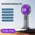 Premium tragbarer Handventilator in Lila-Grau mit digitaler LED-Anzeige für den Sommer - GS-01 / Grauviolett