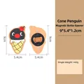 Ice cream penguin wooden magnetic bottle opener fridge magnet with detailed dimensions - Ice Cream Cone Penguin Opener