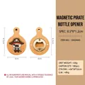 Apribottiglie magnetico in legno con motivo pirata e impugnatura rotonda comoda - Cane Pirata