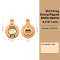 Cartoon frog wooden bottle opener with magnetic back and solid beech wood handle - Frog Beech Wood Round Opener with Handle