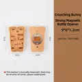 Wooden bunny magnetic bottle opener with cute rabbit print and backside magnet design - Engraved New Crawling Rabbit Fridge Magnet