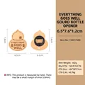 Gourd-shaped wooden magnetic bottle opener with Good Fortune blessing print - Gourd Magnet Opener (Everything Goes Well)