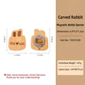 Custom bunny-shaped wooden magnetic bottle opener with functional stainless steel back - Engraved Rabbit Opener