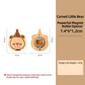 Magnetic bear-shaped wooden bottle opener with laser engraving and dimensions - Engraved Short Bear Opener