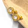 Gold-plated mini stud earrings with Roman numeral engraving and a center cubic zirconia - 8mm Roman Numeral Barbell (Single) / Gold