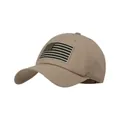 Vintage khaki baseball cap with US flag embroidery patch and six-panel cotton design - Khaki (Embroidery)
