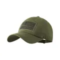 Detail of army green tactical baseball cap with embroidered American flag patch - Army Green (Embroidery)