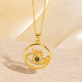 Collier doré avec œil maléfique en oxydes de zirconium bleus et blancs sur chaîne fine - Style Mauvais Œil à Cils Ajourés (BXL0342-84)