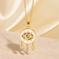 Collier œil porte-bonheur doré avec gemmes colorées et trois breloques en zircone - Style Mauvais Œil avec Pendentif Goutte en Zircone (BXL0342-104)