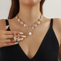 Elegant gold plated bridal jewelry set with sparkling teardrop rhinestones and earrings - 2-Piece Set(GT25221) / Gold