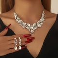 Sparkling silver bridal jewelry set with drop rhinestone necklace and earrings - 2-Piece Set(GT25273) / Silver