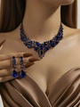 Elegant bridal jewelry set with deep blue pear-cut crystals and matching earrings - 2-Piece Set(GT25273) / Dark Blue