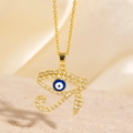 Collier en or avec pendentif Œil d'Horus égyptien et pierres de zircone colorées - Style Œil d'Horus Pavé de Zircone Blanc (BXL0342-29)