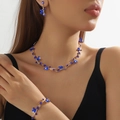 Elegant gold jewelry set with royal blue crystals including necklace earrings and bracelet - 3-Piece Set(GT25254) / Gold Blue